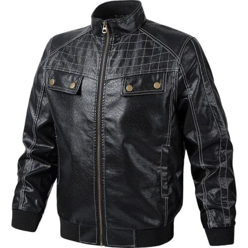 New Autumn Aviator LeatherJackets Men Slim Tough Male Motorcycle Leather Jacket Men Black Bomber Coat Jaqueta De Couro Masculina