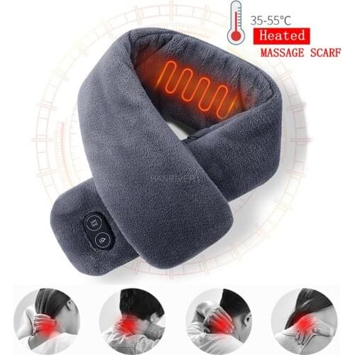 New Winter Heated Scarf Thick Warm Usb Smart Heating Vibration Massage Solid Color Scarf Plush Collar Scarves for Women Men