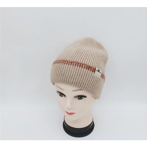 New Arrived Casual Thick Knitting Beanies Cap For Women Winter Wool Keep Warm Beige Hat Knitted Outdoor Ski Caps Color match