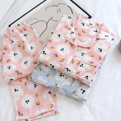 New Spring and Autumn Ladies 100% Cotton PajamasTwo-piece Long-sleeved Plus Size Home Service Cute Life Service Summer Thin Set