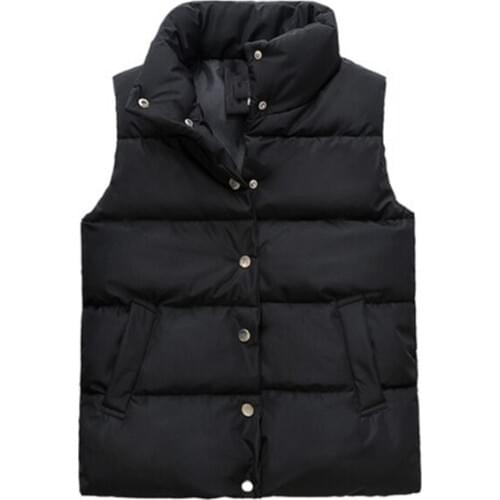 Down cotton vest for fall winter womens vests short Single-breasted fashion slim-fitting thick warm jacket wild vest D152