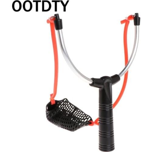 Fishing Bait Slingshot Thrower Aluminum Alloy Elastic Powerful Catapult Food Bag