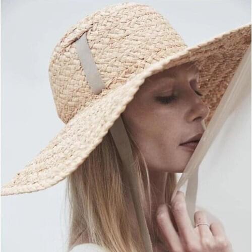 Handmade Fitted Hat Raffia Luxury Hat Big Brim Womens Summer Outdoor Leisure Vacation Straw Sun Visor Hat Sombreros De Vaquero