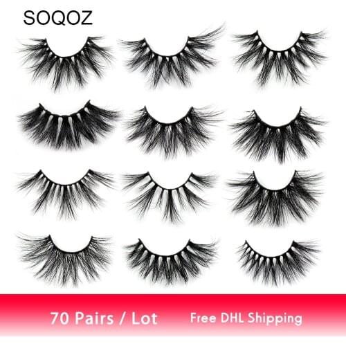 SOQOZ 25mm Eyelashes 3D Mink False Eyelashes Fluffy Long Crisscross Lashes Volume Cruelty Free Makeup False Eyelash 70 Pairs