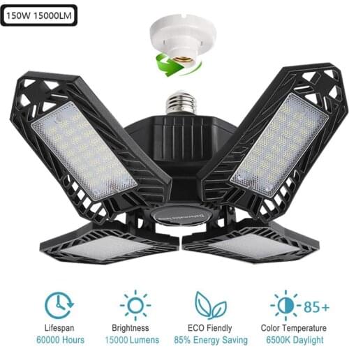 150W LED Garage Light Deformable lampen industrieel Lamp High Bay Light for Workshop Parking EU USA Warehouse 15000LM Taller