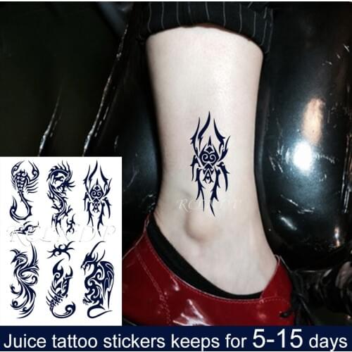 Waterproof Temporary Juice ink Sticker Scorpion Dragon Phoenix Insect Animal Fruit Gel Long lasting Tattoo Art for Men Women