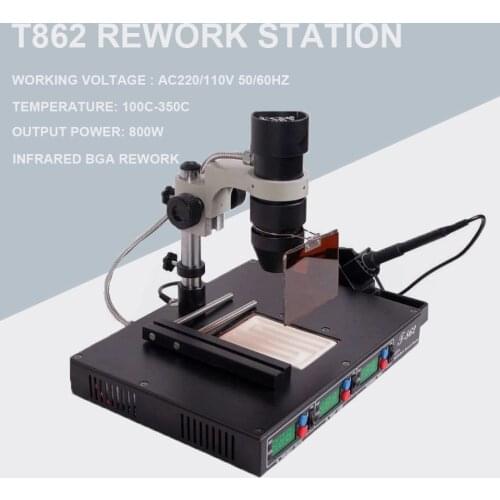 High Quality PUHUI T862 110V/220V 800W Infrared bga rework machine BGA SMD SMT desoldering Rework Station soldering iron repair