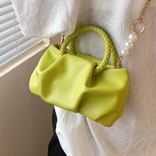 Shoulder Bag Female Crossbody Bag Designer Handbag Purse Pleated Beaded Chain Women Bag Fashion Backpack 2021 PU Leather Zipper