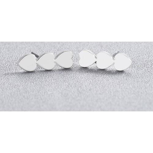 Chandler Stainless Steel Triple Heart Earrings For Women Love Climber Studs Korean Tiny Jewelry For Girl Lovers oorbellen