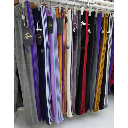 AWGE Needles Pants Rocky Pants Hip Hop 1:1 High Quality Butterfly embroidery Track Sweatpants Japan Needles Trousers