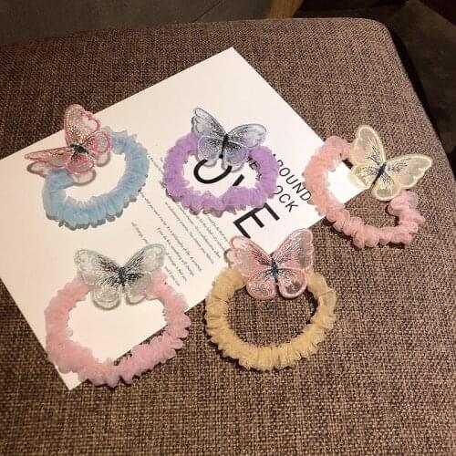 1PC Beautiful Lace Butterfly Hair Scrunchie Set Elastic Hair Bands Solid Color Fashion Headwear Women Hair Accessories Gift
