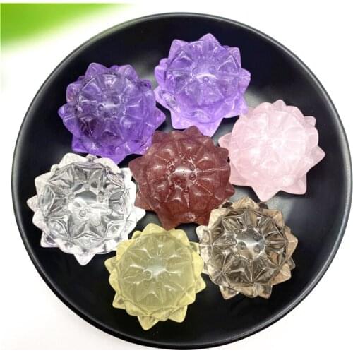 1PC Natural Amethyst Strawberry Rose White Quartz Crystal Lotus Flower Crafts Fengshui Ornaments Figurines Gifts