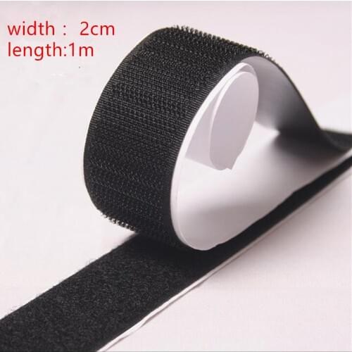 2 Rolls Black Strong Self Adhesive Hook Loop Tape Fastener Sticky 1M 3ft