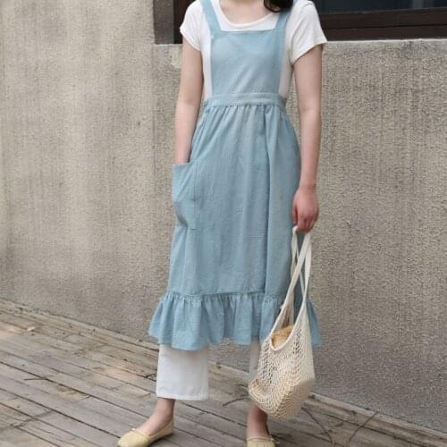 2021 New Retro Medieval Cotton Linen Cooking Kitchen Aprons For Woman Dress Flower Shop Smock Hairdresser Bib Garden Overall