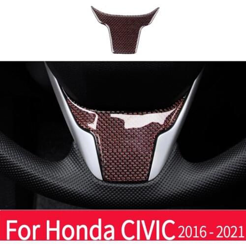 Carbon Fiber 3D Sticker Steering Wheel Trim Compatible for Honda Civic 10th 2016-2021 Enhanced Button Frame Stickiness Upgraded