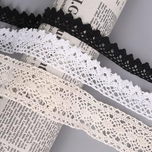 5yards/lot White Black Beige Cotton Lace Ribbon Embroidered Lace Net Ribbons Fabric Trim DIY Sewing Handmade Craft Materials