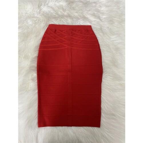 Bandage Skirts Top Quality Red Bodycon Knee Length Rayon Bandage Party Sheath Skirt