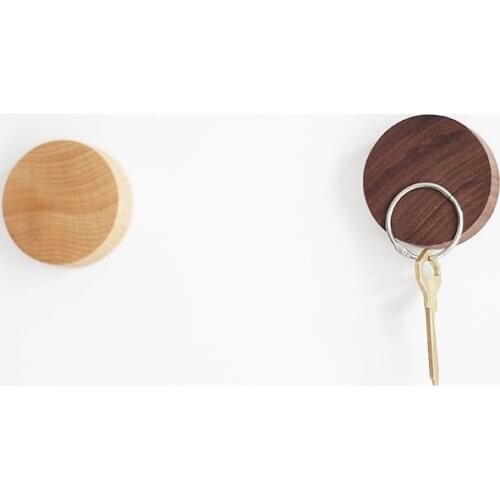 Black walnut Wood timber solid beech wood crafts wall stickers magnetic wood button key storage rack 3D wall dots shelf gift