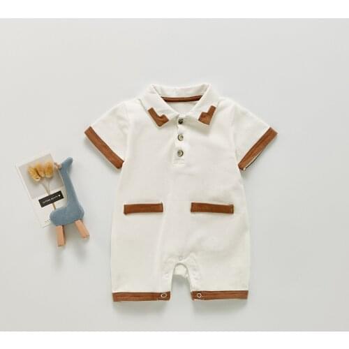 Ins Hot Sale Kids Boys Gentlemen Style Short Sleeve Romper