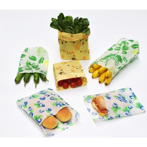Eco Friendly Reusable Beeswax Food Wraps Bag Food Fresh Keeping Storage Organic Wrap Cling Wrap Snack Wraps