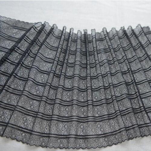 Hot 2 Meters 2017 New Black Color Elastic Lace Trim Stretchy Lace Trimmings 22cm Width