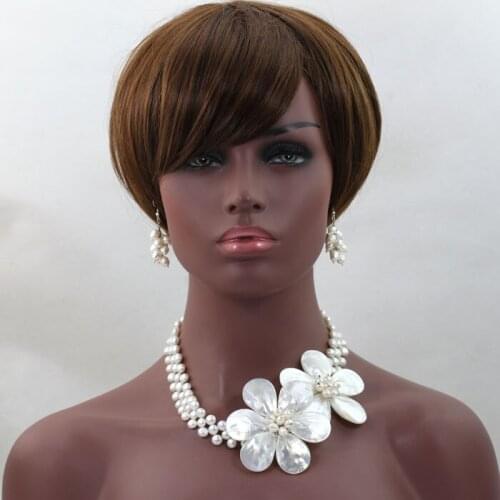 Elegant Fashion Inlaid Pearl Jewelry Sets Shell Flower Pendants Pearl Earrings Necklaces Set For Women Wedding Free Ship FP163