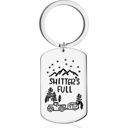 European and American Fashion Stainless Steel Keychain Creative Carving Pendant Shitters FVll Landscape Painting DIY Custom