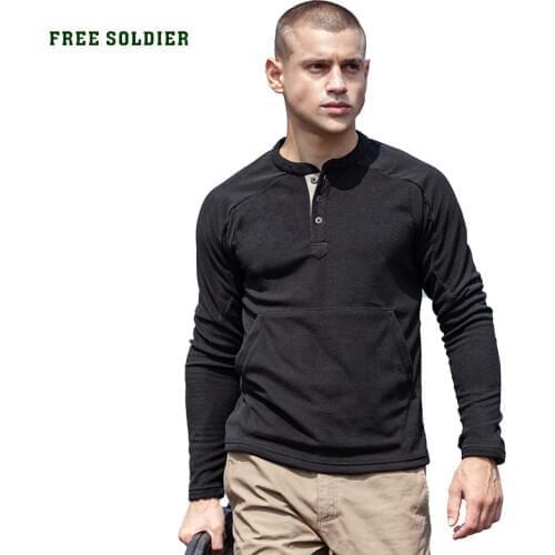 FREE SOLDIER outdoor catching fleece mens autumn and winter sports thick coat fleece plus velvet warm bottoming shirt