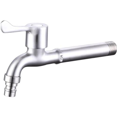 G1/2“ High Quality 304 Stainless Steel Extra Long Faucet Outdoor Garden Washing Machine Faucet Chrome Plating Standard