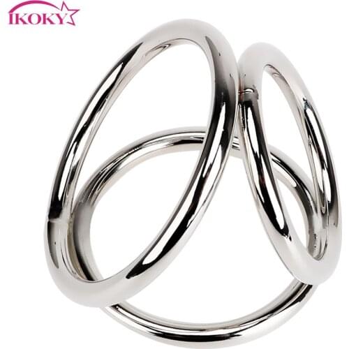 IKOKY Delay Ejaculation Cock Rings Penis Rings Sex Toys for Men Male Male Chastity Device Stainless Steel Adults Products