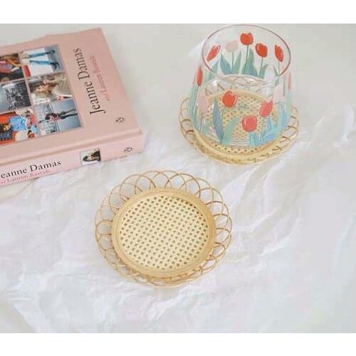 Coffee Cup 350m Girl Heart Tulip Glass Cup Hand Painted Flower Cup Milk Cup Coffee Cup Net Red Cup Drinking Glass