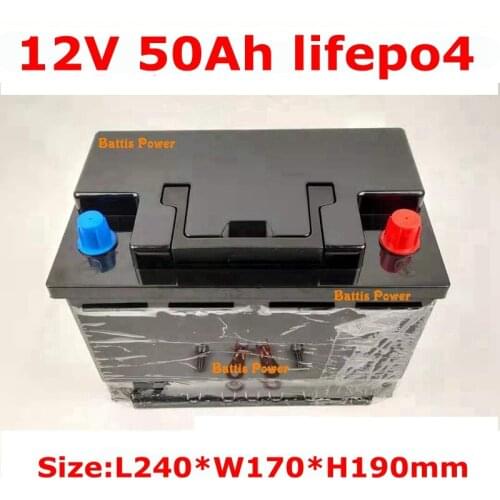 Lithium 12V 50AH lifepo4 battery BMS 4S 12.8V battery Deep cycle 26650 for golf cart RV speaker travel trailer +5A Charger