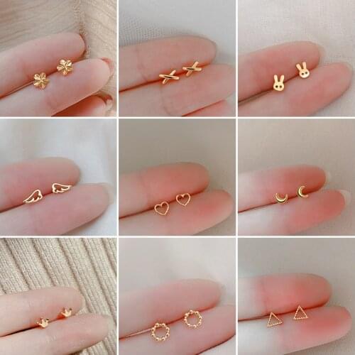 Cute Tiny Earring for Women Cow Cat Deer Crown Rabbit Star Flower Animal Dating Earring Girl Teen Lady Fashion Jewelry Gift M4