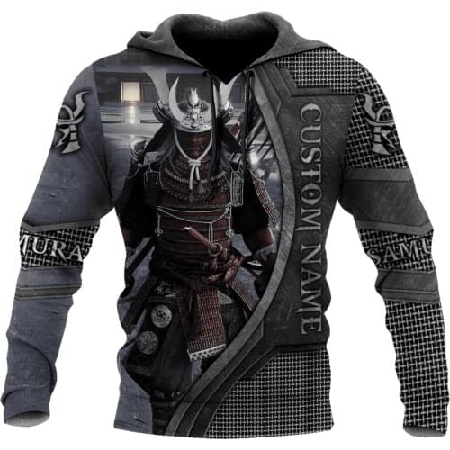 Fashionable 3D Samurai Warrior Tattoo Custom name hoodie / Harajuku casual Sweatshirt / Fashion Street hip hop Hoodie