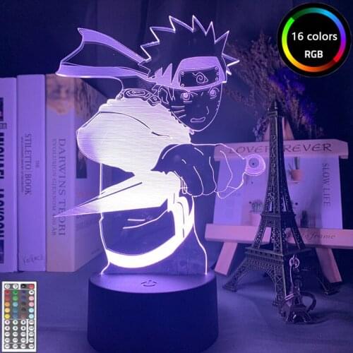 Naruto Uzumaki Naruto Anime Night Light LED 3d Light for Kids Night Lamp 3D Illusion Acrylic Lights Gift Lamp Toys for Children