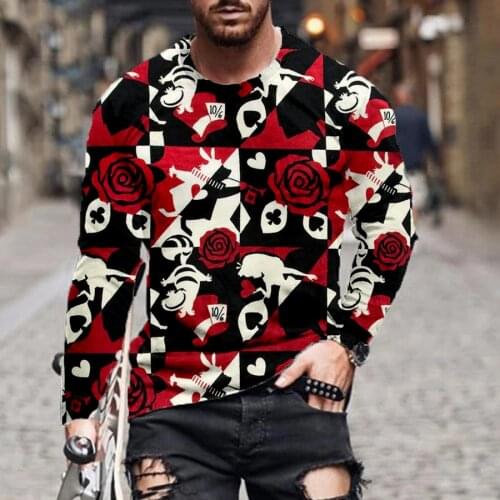 2021 new digital printing long-sleeved T-shirt men and women casual 3D creative long-sleeved
