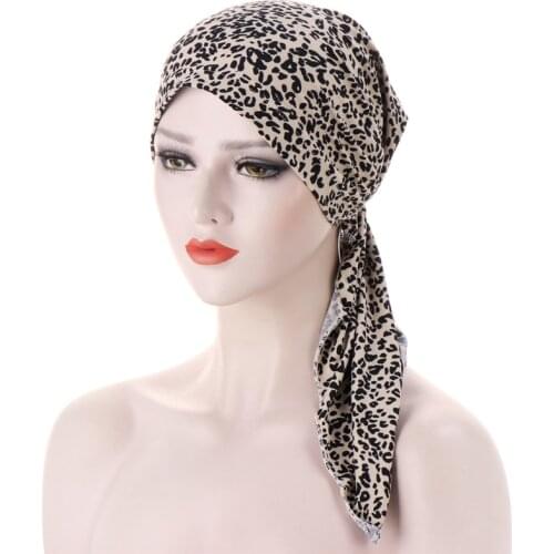 2021 New fashion Muslim hijab caps for women Leopard print arab wrap head scarf hijab underscarf caps turbante mujer