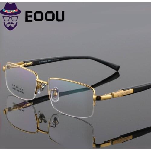 Quality Titanium Glasses Frame For Men Square Semi-Rimless Design Glasses Gafas Myopia oculos de grau masculino Eyewear