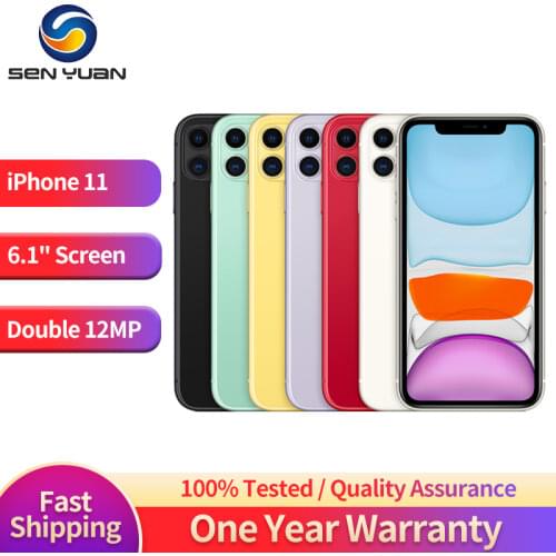 Original Apple iPhone 11 4G LTE Mobile Phone Unlocked 6.1" Retina Display Dual Camera 64/128/256GB CellPhone A13 IOS SmartPhone