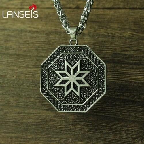 Lanseis 10pcs viking Talisman and Folk Slavic symbol pendant Warding Alatyr Alatir Protection Amulet Woman Necklace gift
