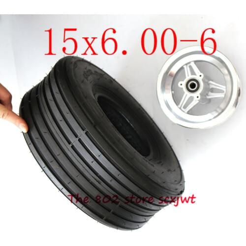 Size 15x6.00-6 Straight Rib Lawn & Garden Tire wheels 15X6-6 inch 168CC Karting Go Kart Motorcycle Wheel Rim With Tubeless Tyre