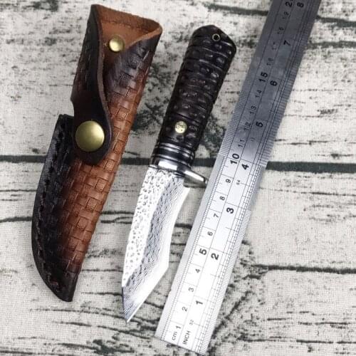 Hand made Outdoor camping defensive tactical pattern hardness sharp knife Damascus Steel VG10 straight Collection Tool