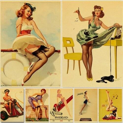 Sexy Lady American Pin up Poster Retro Art Posters Printed Wall Decoration Home Cafe Bar Decor Wall Picture