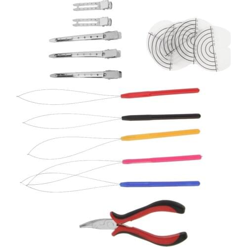 Hair Extensions Pliers & Hook Needle With Clip And Shield Tools Kit Set