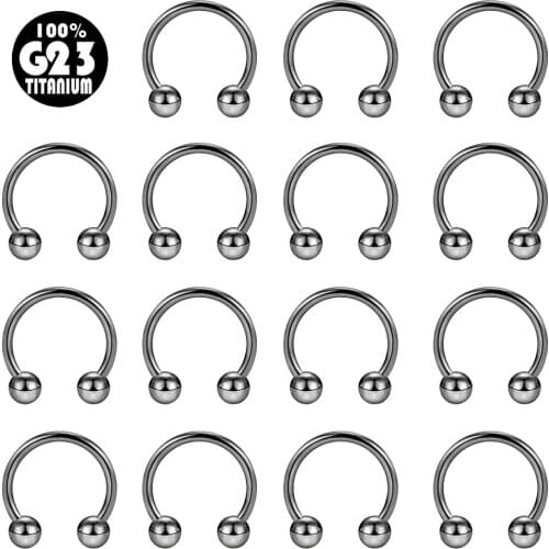 1PC G23 Solid Titanium Horseshoe Barbell Ring Septum Piercing Nose Lip Ring Ear Smiley Bar 6-10mm BCR Circular Barbell Earrings