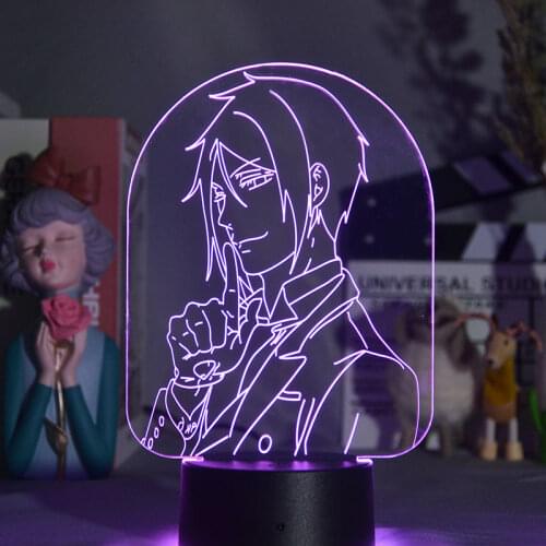 Anime Light Black Butler Figurine Sebastian Michaelis for Bedroom Decoration Colorful Nightlight Anime Gift 3d Lamp Kuroshitsuji