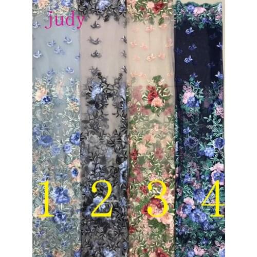 Stock 5yards/bag Mixed color embroidery lace beads simple style mesh plain wedding cloth 4 color Free shipping LF018