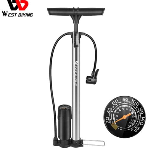 WEST BIKING Bike Floor Pump 120/160PSI High Pressure Cycling Pump Air Inflator Schrader Presta Valve Road MTB Bicycle Tire Pump
