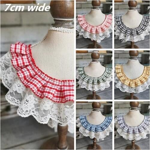 High Quality Pleated Plaid Embroidered Trim Candy Color Lace DIY Childrens Dress Skirt Pet Clothing Bib Sofa Pillow Decoration
