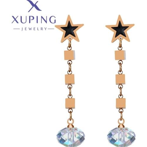 Xuping Jewelry New Arrival Elegant Star Drop Earrings Crystals Stainless Steel Jewelry for Women Gift 20377